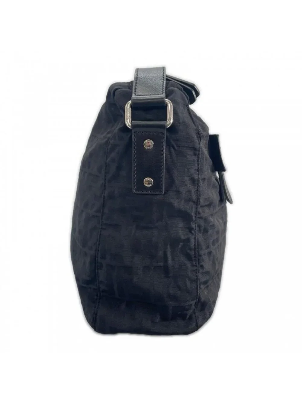 Fendi Shoulder Bag Nylon Black Silver